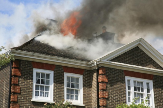 a burning home due to fire