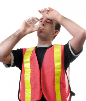 Sweaty worker drinking water: RedLawList Accidents & Injuries Blog